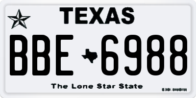 TX license plate BBE6988