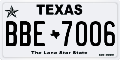 TX license plate BBE7006