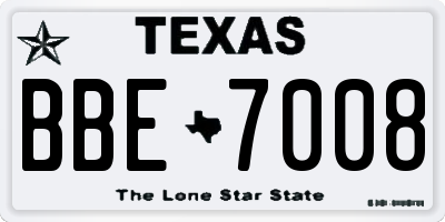 TX license plate BBE7008