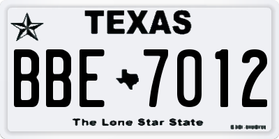 TX license plate BBE7012