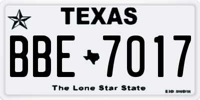 TX license plate BBE7017