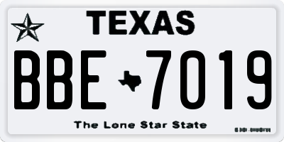 TX license plate BBE7019