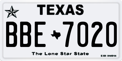 TX license plate BBE7020