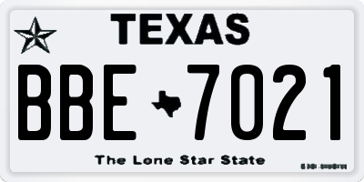 TX license plate BBE7021