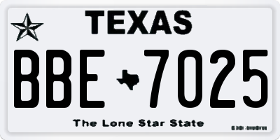 TX license plate BBE7025