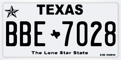 TX license plate BBE7028