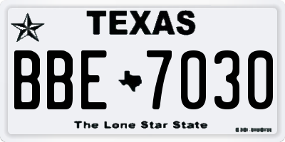 TX license plate BBE7030