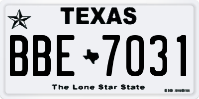 TX license plate BBE7031
