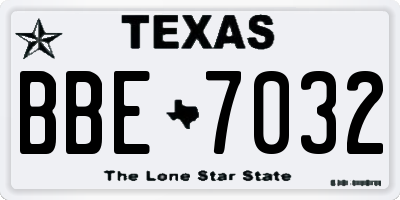 TX license plate BBE7032