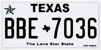 TX license plate BBE7036