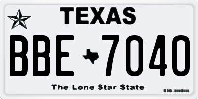 TX license plate BBE7040