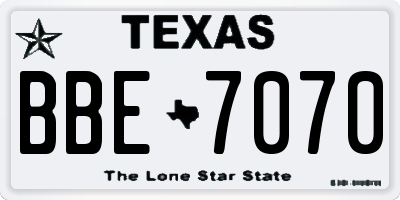 TX license plate BBE7070