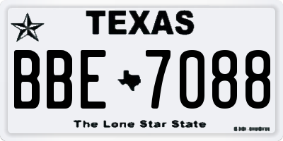 TX license plate BBE7088