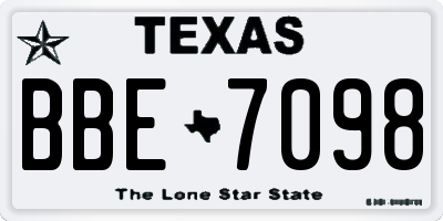 TX license plate BBE7098