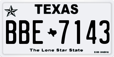 TX license plate BBE7143