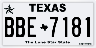 TX license plate BBE7181