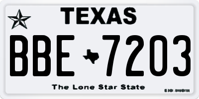 TX license plate BBE7203