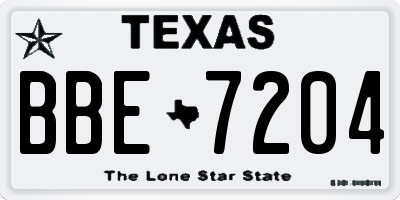 TX license plate BBE7204