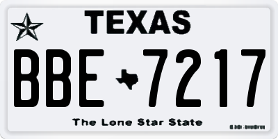 TX license plate BBE7217