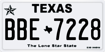 TX license plate BBE7228
