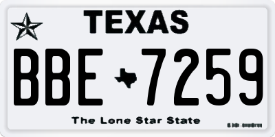 TX license plate BBE7259