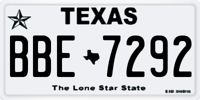 TX license plate BBE7292