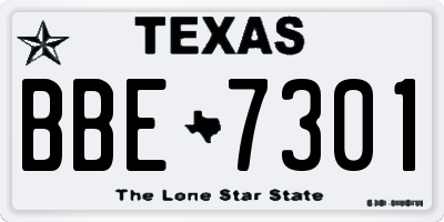 TX license plate BBE7301