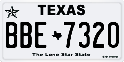 TX license plate BBE7320