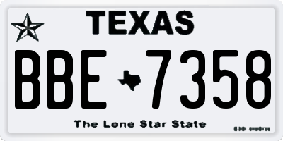 TX license plate BBE7358