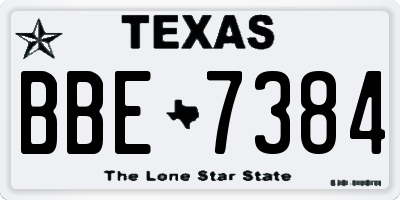 TX license plate BBE7384