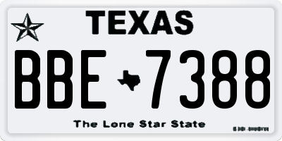 TX license plate BBE7388