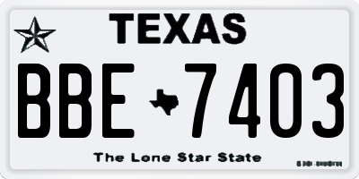 TX license plate BBE7403