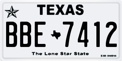 TX license plate BBE7412