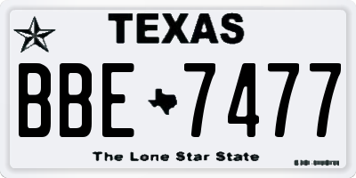 TX license plate BBE7477
