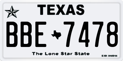 TX license plate BBE7478
