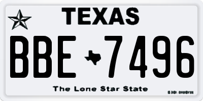 TX license plate BBE7496