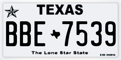 TX license plate BBE7539