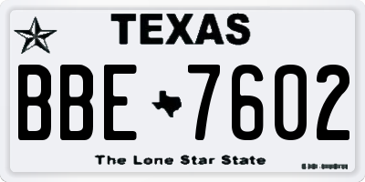 TX license plate BBE7602