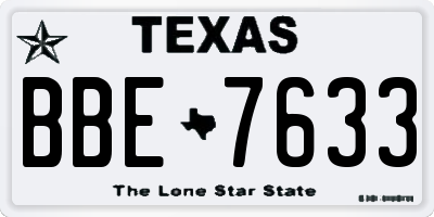 TX license plate BBE7633