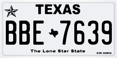 TX license plate BBE7639