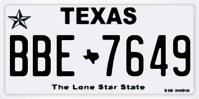TX license plate BBE7649