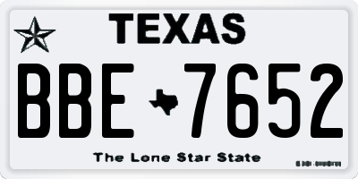 TX license plate BBE7652