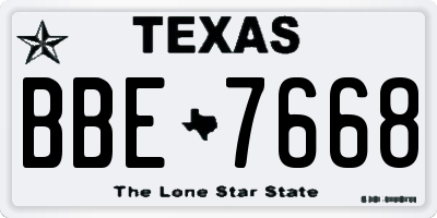 TX license plate BBE7668