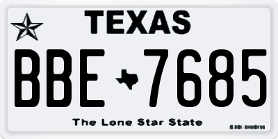 TX license plate BBE7685