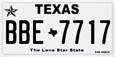 TX license plate BBE7717