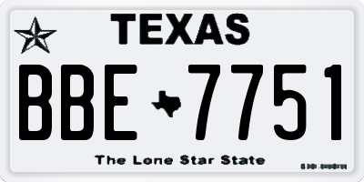 TX license plate BBE7751