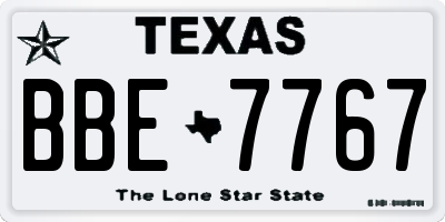 TX license plate BBE7767
