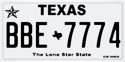 TX license plate BBE7774