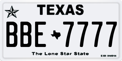 TX license plate BBE7777