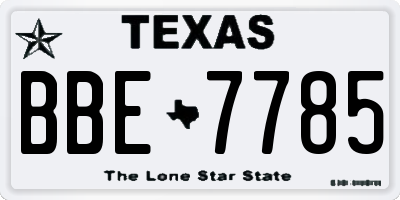 TX license plate BBE7785
